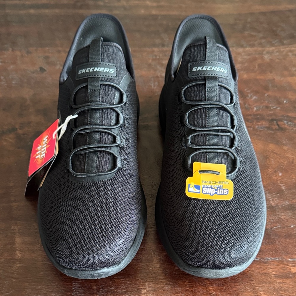 Skechers Black Slip-On Knit Sneakers